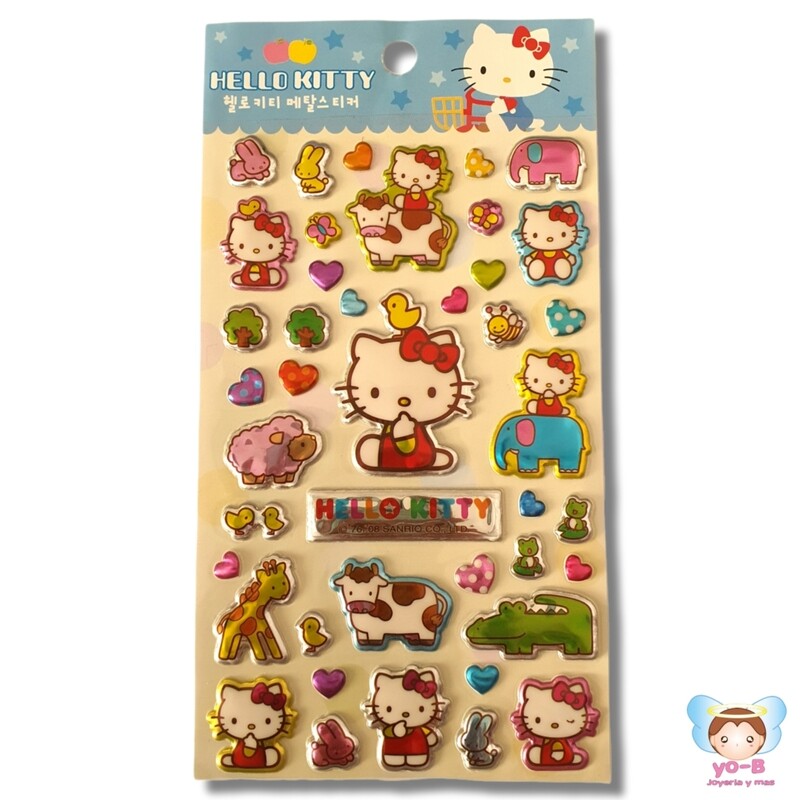 Sticker Kitty con animalitos PUFFY 3D (original con holograma)