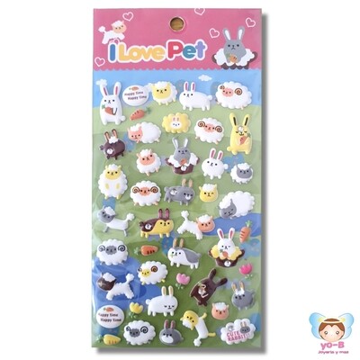 Sticker Borregos y conejos PUFFY 3D