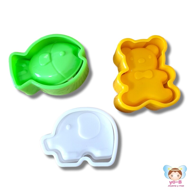 Molde para arroz OSO, ELEFANTE Y PEZ