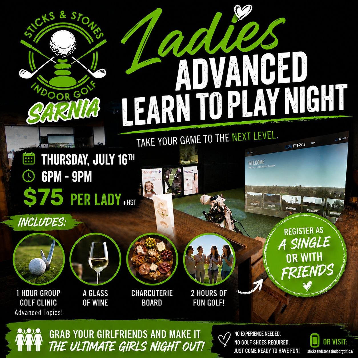 Ladies Learn to Play Night Advanced - Thursday, July 16th, 2026, 6pm-9pm. SARNIA LOCATION Ladies Learn to Play Night Advanced - Thursday, July 16th, 2026, 6pm-9pm. SARNIA LOCATION