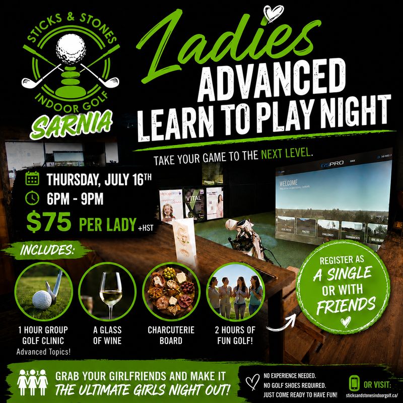 Ladies Learn to Play Night Advanced - Thursday, July 16th, 2026, 6pm-9pm.  SARNIA LOCATION