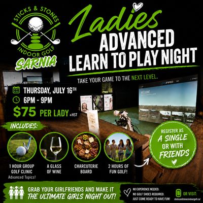 Ladies Learn to Play Night Advanced - Thursday, July 16th, 2026, 6pm-9pm. SARNIA LOCATION Ladies Learn to Play Night Advanced - Thursday, July 16th, 2026, 6pm-9pm. SARNIA LOCATION