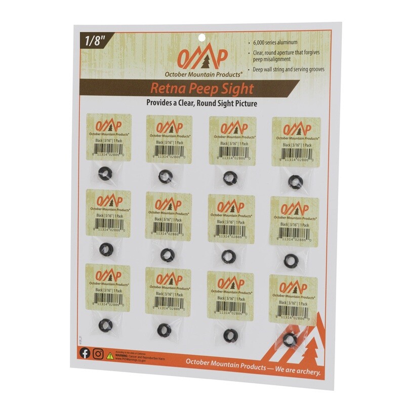 October Mountain Retna Peep Sight Black 1/8 In. 12 Pk.