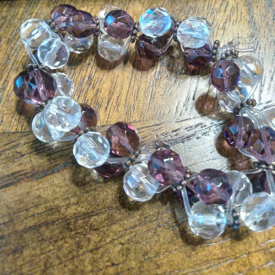 Crystal Clusters by Valerie Venee' Purple and Clear Glass Crystal Beads