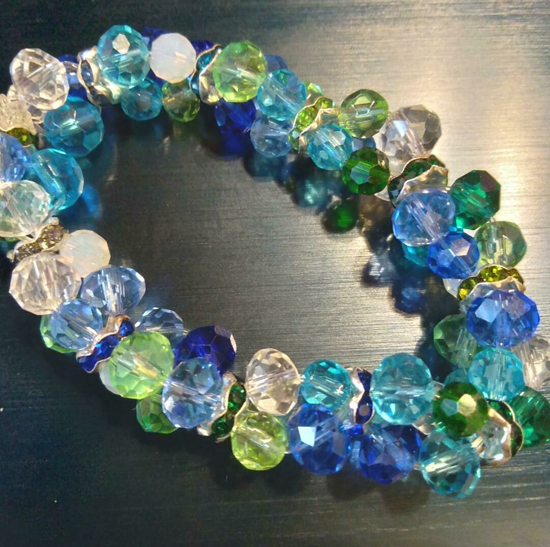 Seahawk color crystal stretch bracelet