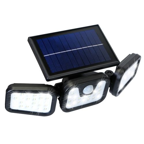 Solar Wall Lamp 74 LEDs 3 Adjustable Head Motion Sensor Flood Light IP65 Waterproof Security Light Outdoor 270° Wide Angle Light