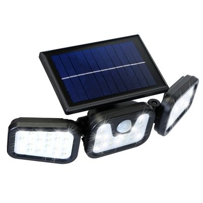 Solar Wall Lamp 74 LEDs 3 Adjustable Head Motion Sensor Flood Light IP65 Waterproof Security Light Outdoor 270° Wide Angle Light