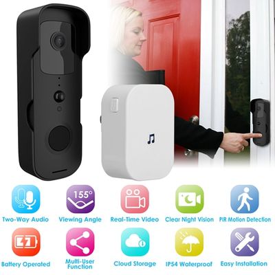Wireless Smart Wi-Fi Video Doorbell Security Phone Doorbell Intercom Camera Two Way Audio Night Vision Compatible with Alexa Google Assistant