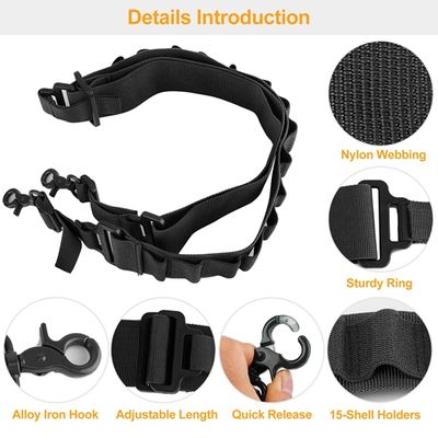 Tactical Shotgun Sling 2 Point Gun Sling Adjustable Shoulder Strap Rifle Shotgun Belts w/ 15-Shell Holders