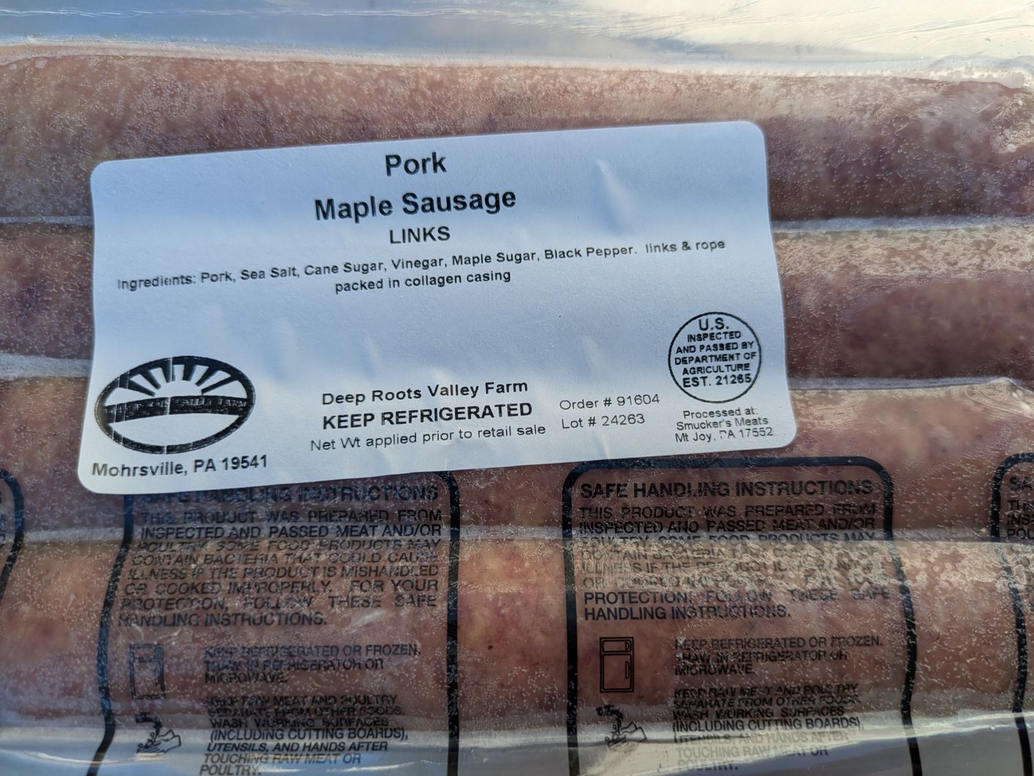 Pork Maple Grillers Sausage (.85-1lb)