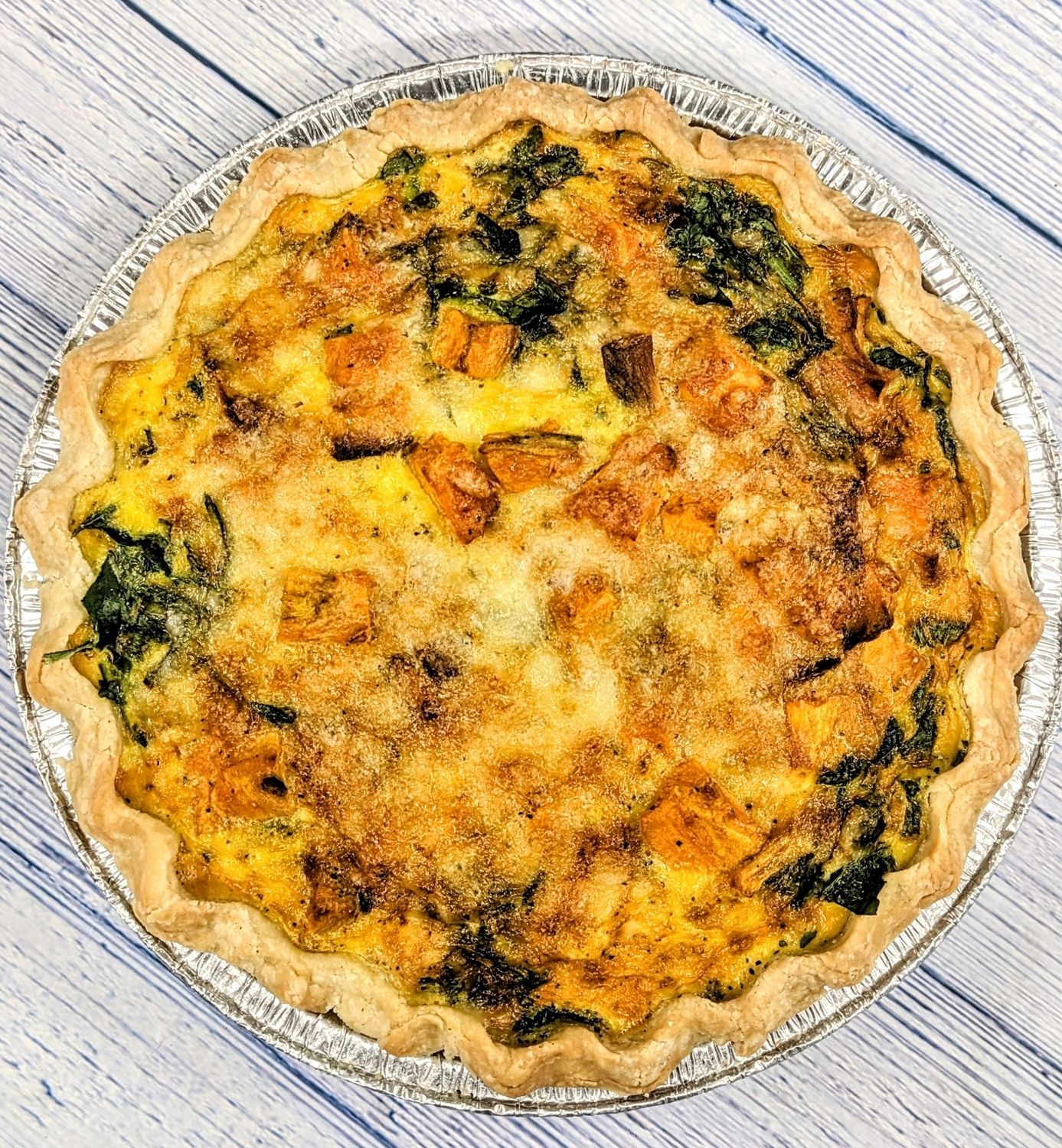 9" Sweet Spinach Goat Cheese mini quiche Pasture Raised Eggs