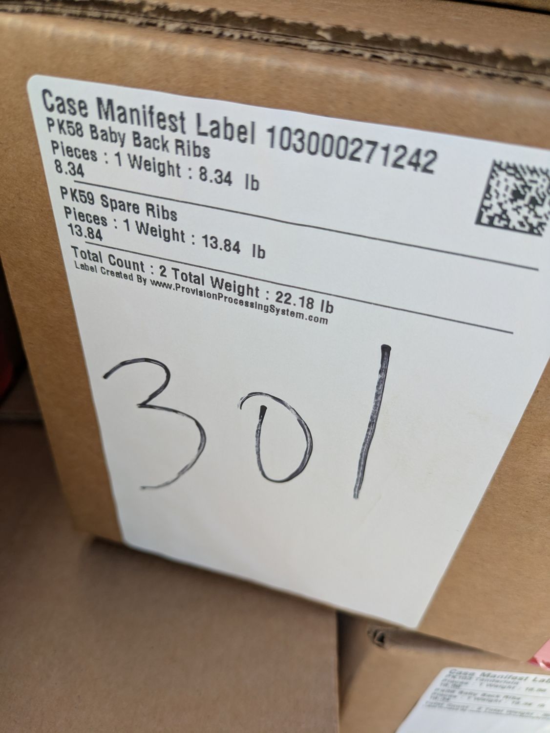 Case# 301 8 lb baby back ribs, 13 ft. 8 lb spare ribs Case# 301 8 lb baby back ribs, 13 ft. 8 lb spare ribs