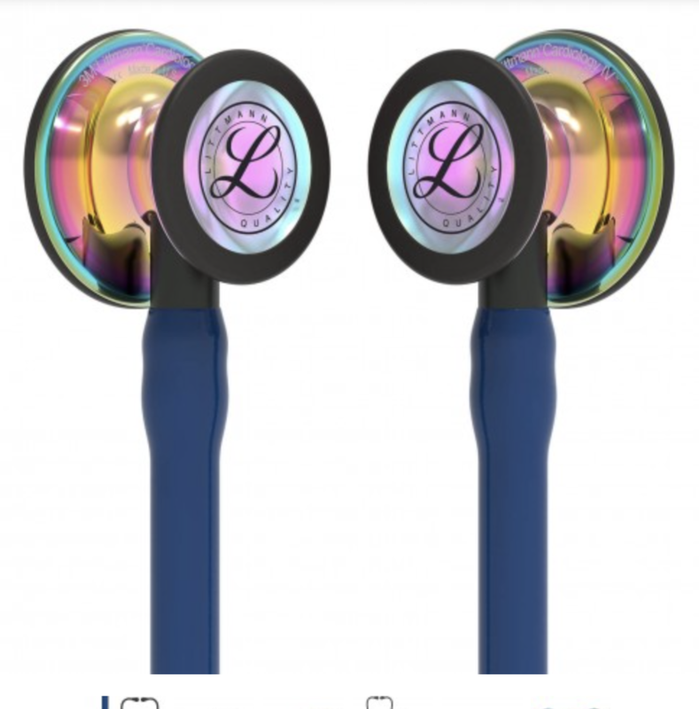 Littmann Cardiology IV Stethoscope: Polished Rainbow &amp; Navy - Black Stem