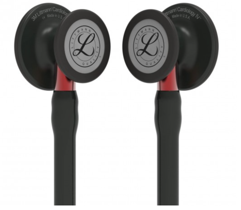 Littmann Cardiology IV Stethoscope: Black &amp; Black - Red Stem