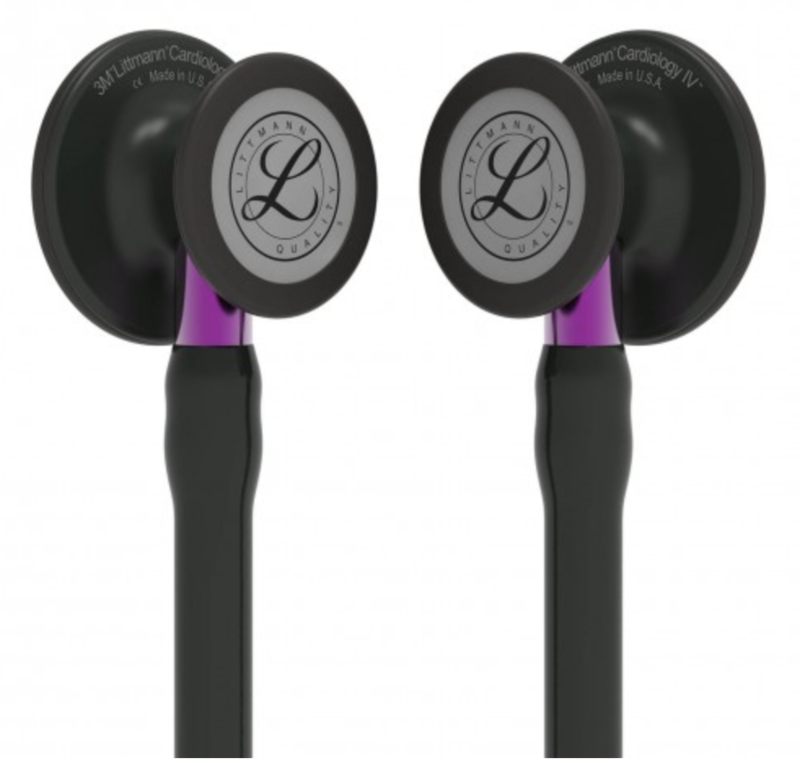 Littmann Cardiology IV Stethoscope: Black &amp; Black - Violet Stem