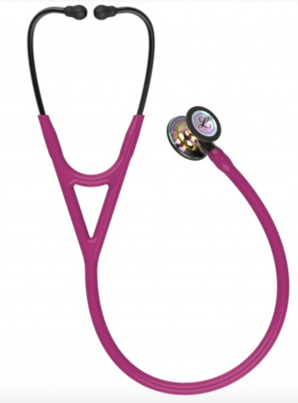 Littmann Cardiology IV Stethoscope: Polished Rainbow &amp; Raspberry - Smoke Stem