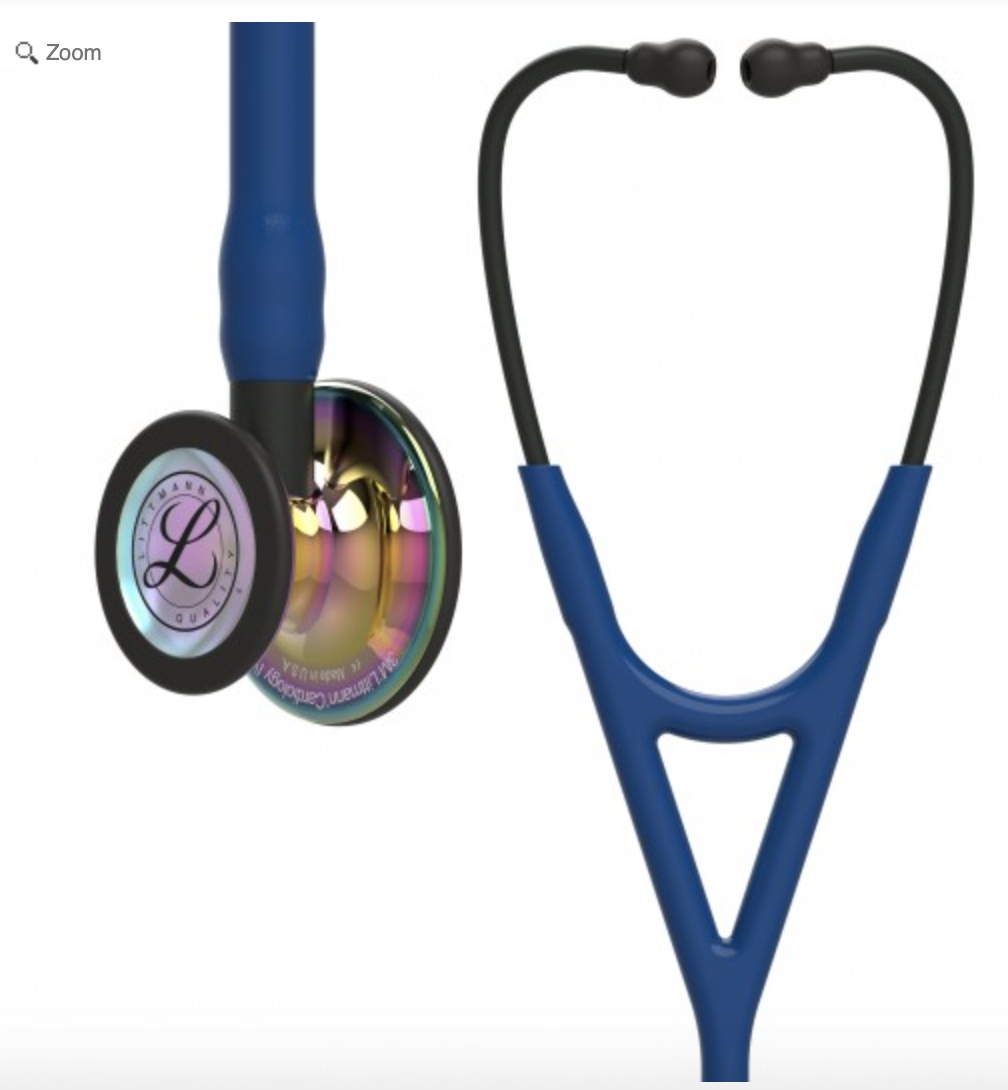 Littmann Cardiology IV Stethoscope: Polished Rainbow &amp; Navy - Black Stem