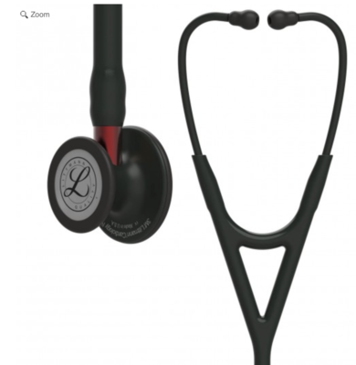 Littmann Cardiology IV Stethoscope: Black &amp; Black - Red Stem