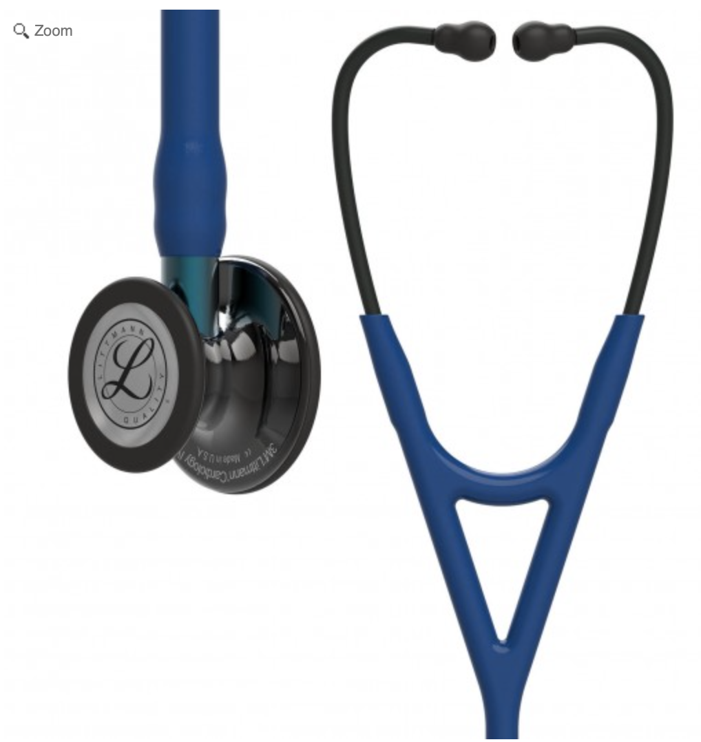 Littmann Cardiology IV Stethoscope: Polished Smoke &amp; Navy - Blue Stem