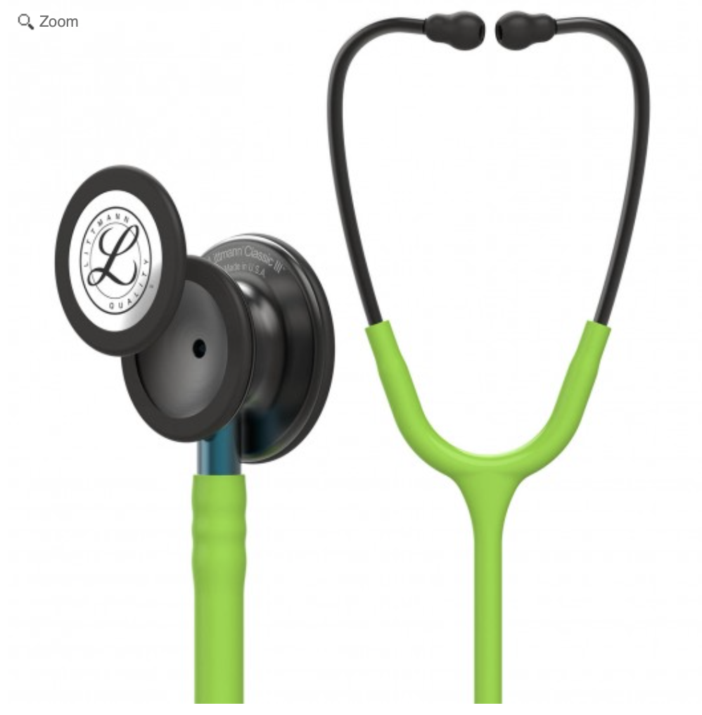 Littmann Classic III Stethoscope:Smoke &amp; Lime Green - Blue Stem