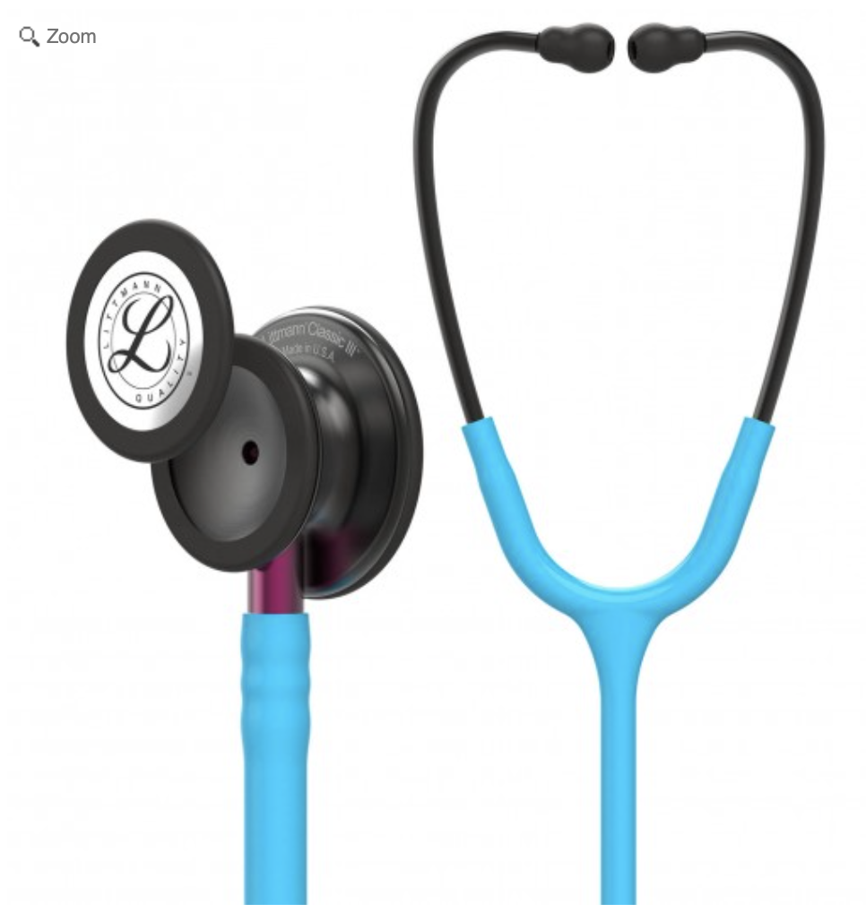Littmann Classic III Stethoscope:Smoke &amp; Turquoise - Pink Stem