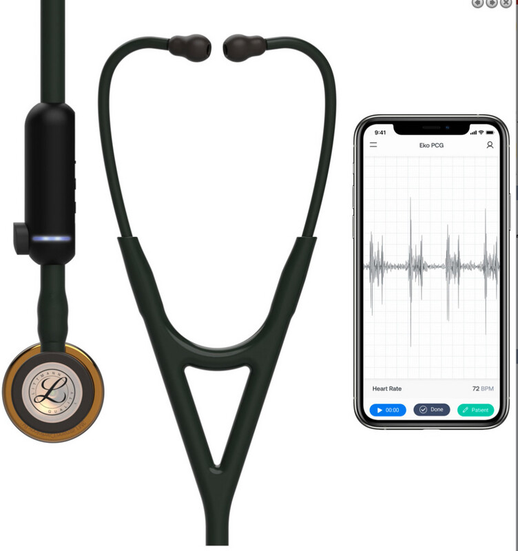 Littmann CORE Digital Stethoscope - High Polish Copper Chestpiece, Black Tube, Stem and Headset, 27 inch,