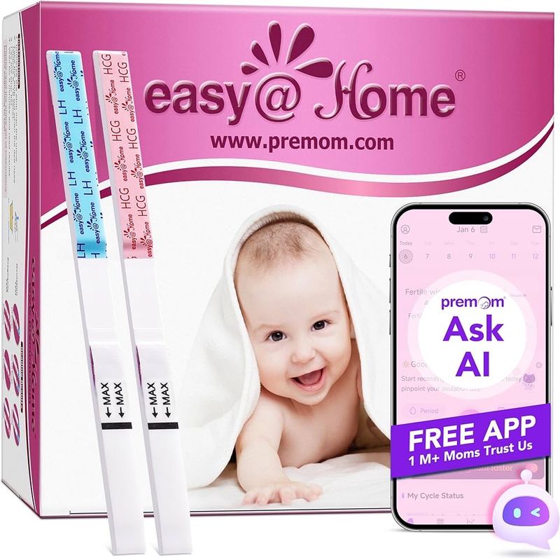 Easy@Home 50 Ovulation Test Strips and 20 Pregnancy Test Strips Combo Kit, (50 LH + 20 HCG)-Package
