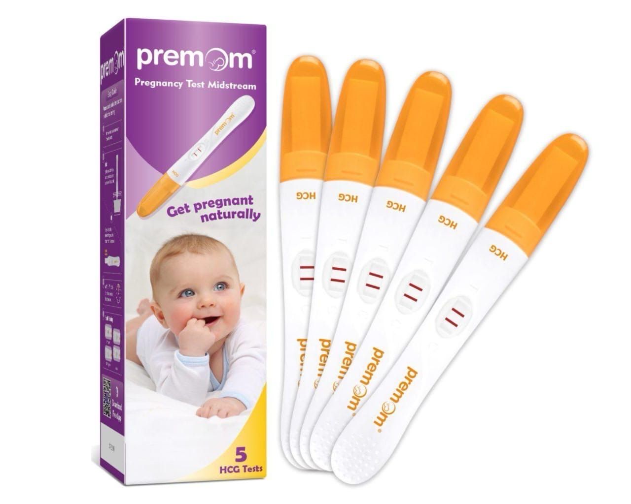 Premom Pregnancy Test Midstream: Early HCG Detection Sticks - 5 Pack Pregnant Test Kit