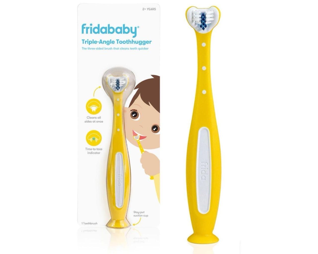 Frida Baby Triple-Angle Toothhugger Training Toddler Toothbrush | Yellow