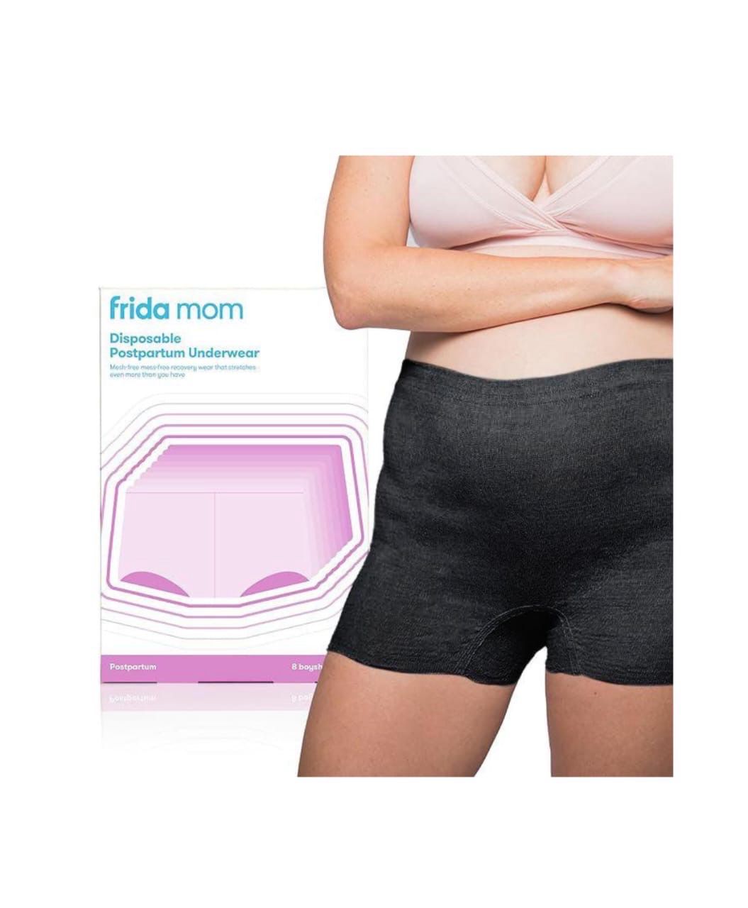 Frida Mom Postpartum Disposable Boyshort Underwear - Black