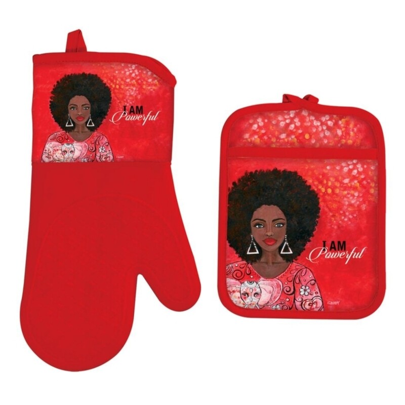 I Am Powerful Oven Mitt and Potholder Set