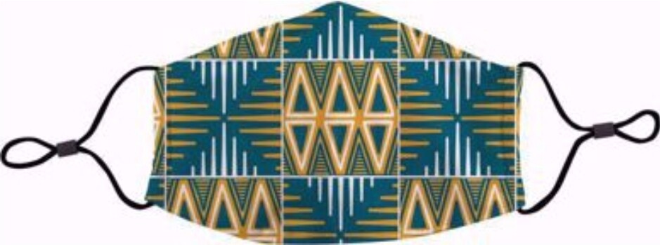 Blue and Yellow Mudcloth Face Mask