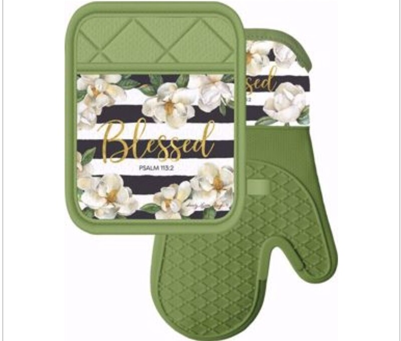 Blessed Magnolia Oven Mitt and Pot Holder Set