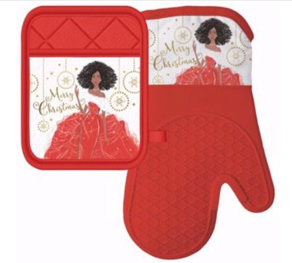 Merry Christmas Oven Mitt & Pot Holder Set