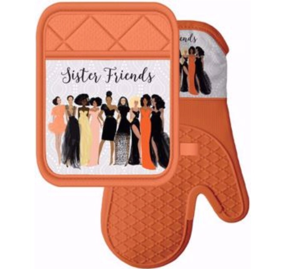 Sister Friends Oven Mitt & Pot Holder Set