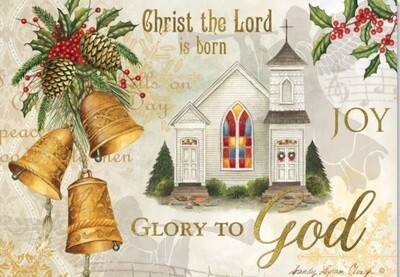Church Golden Bells Christmas Card