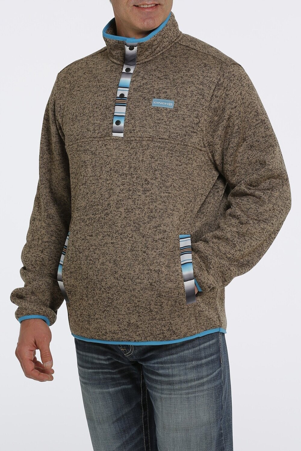 MEN'S 1/4 ZIP PULLOVER SWEATER - BROWN