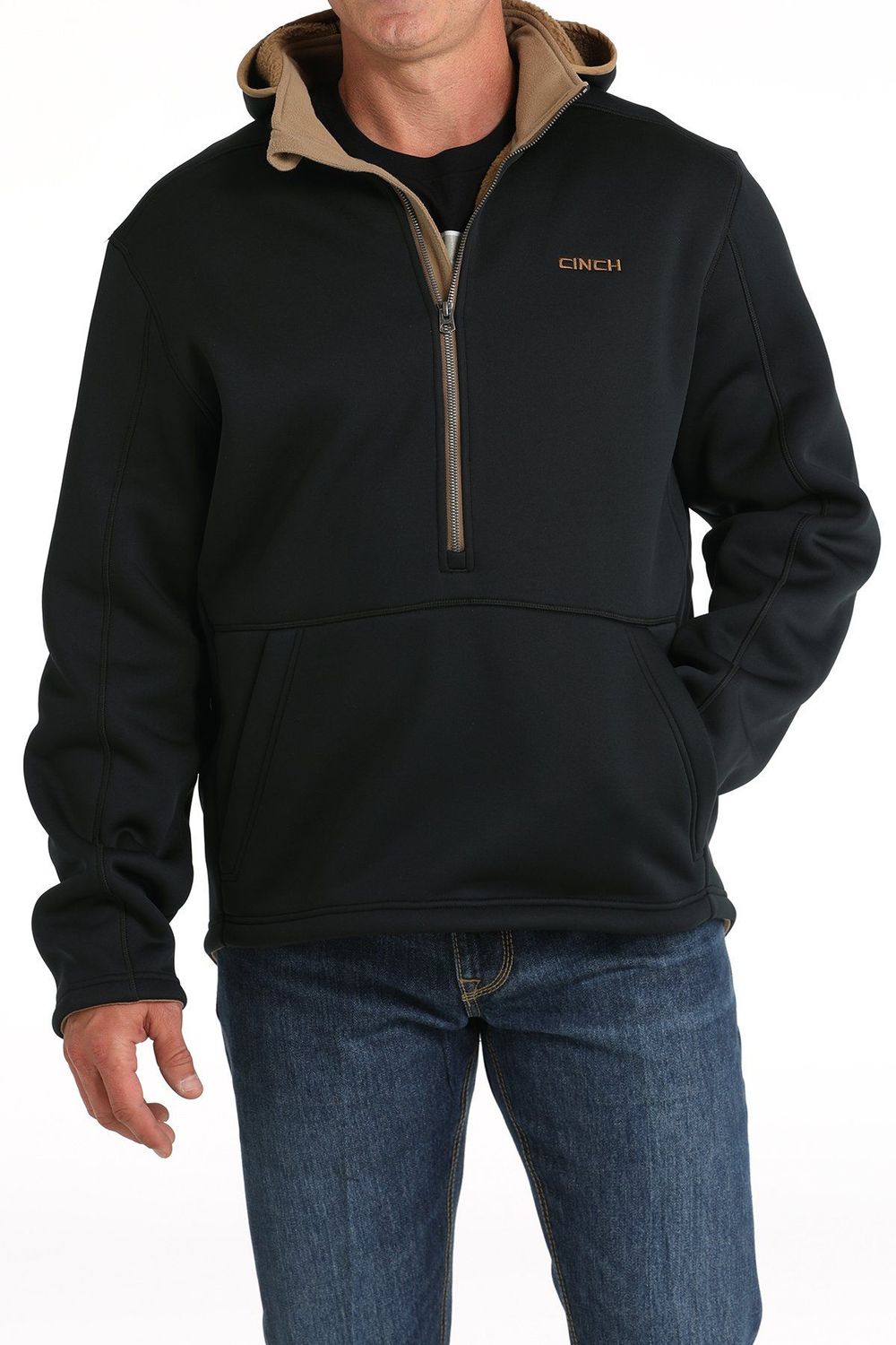 MEN'S 1/4 ZIP PULLOVER SWEATER - BROWN