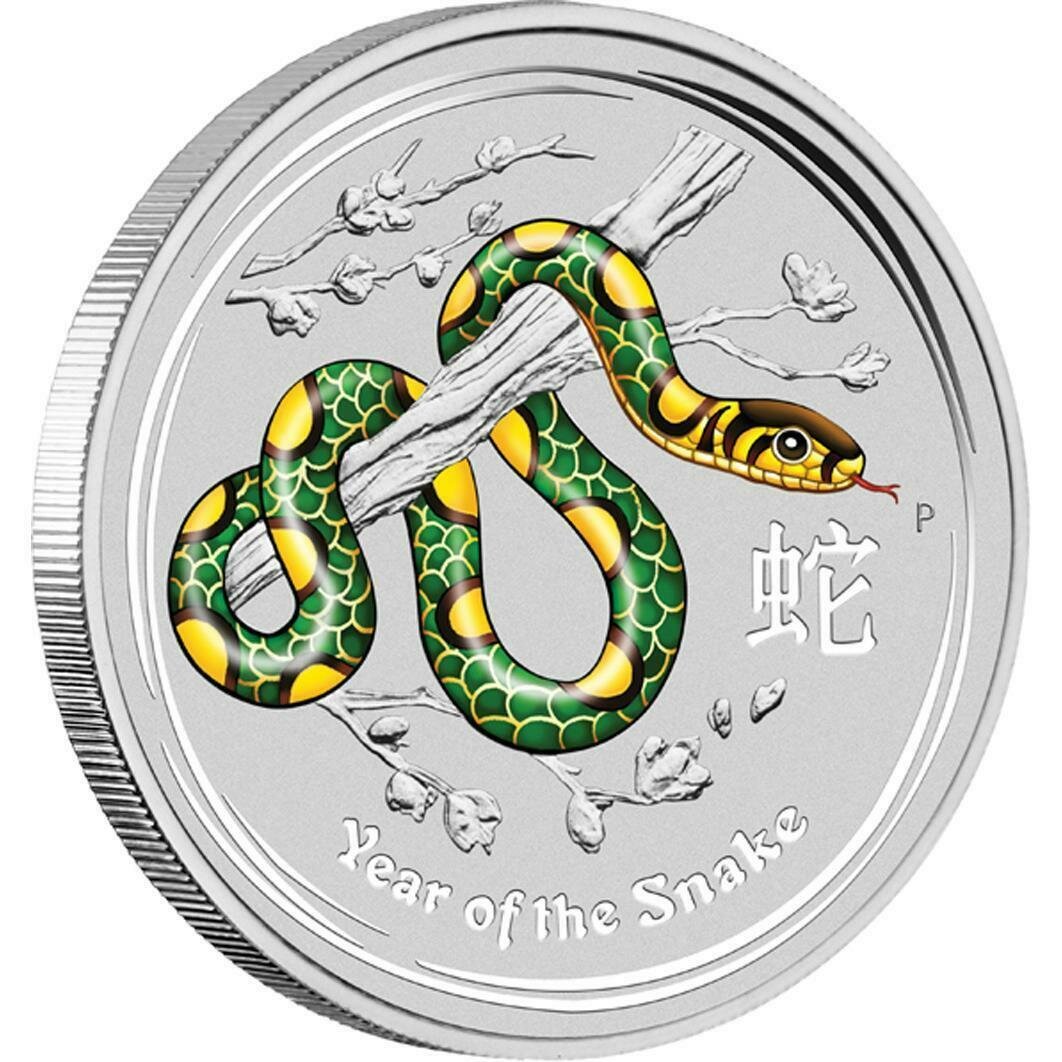 2013-P Australia Lunar Snake Green $1 Silver 1oz Coin