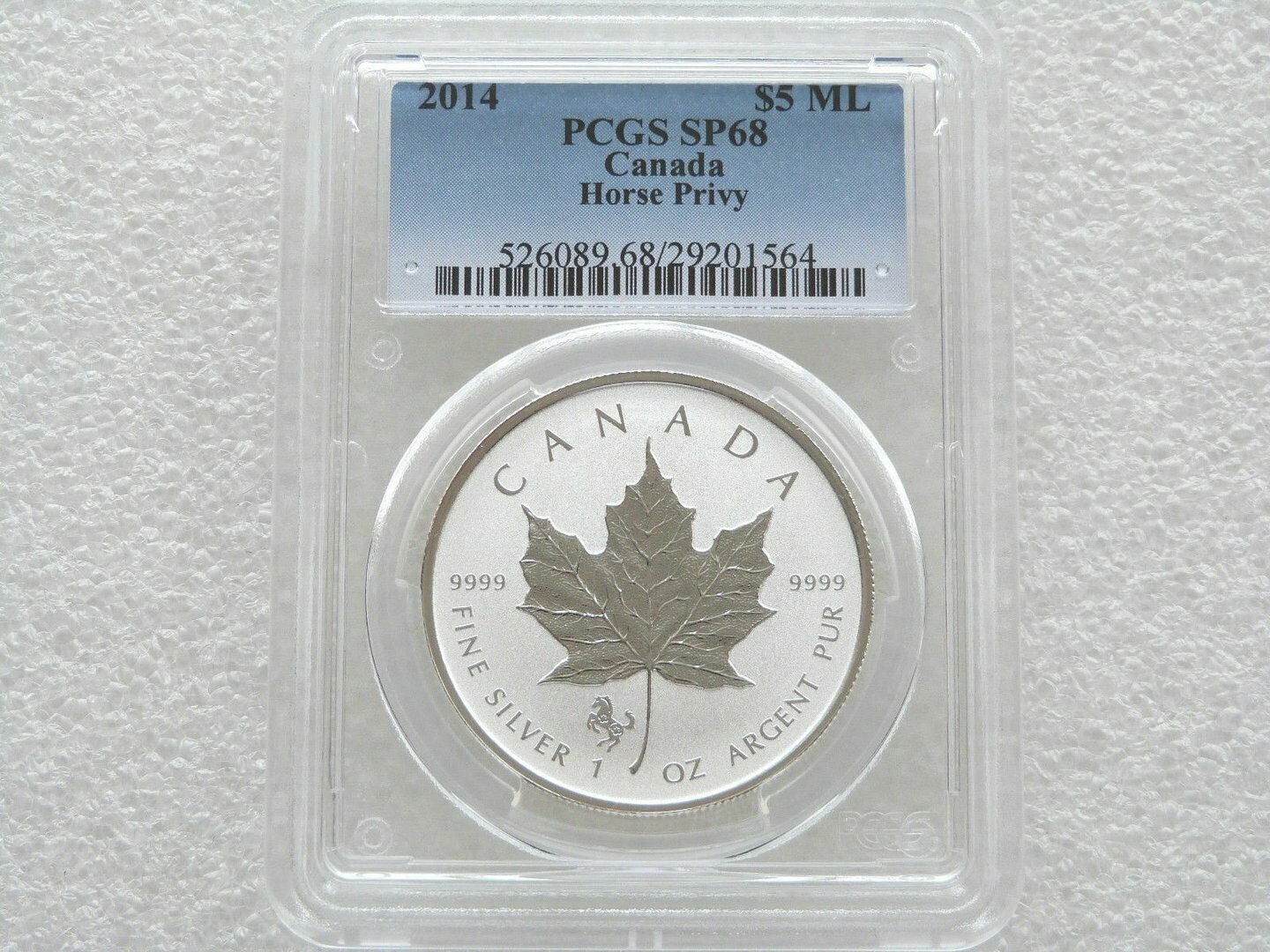2014 Canada Maple Leaf Horse Privy $5 Silver Reverse Proof 1oz Coin PCGS SP68