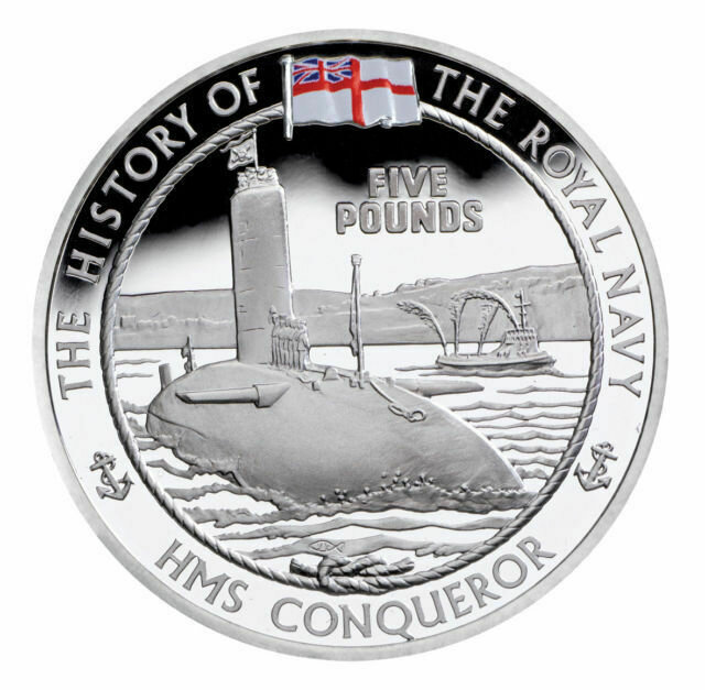 2009 Jersey History of the Royal Navy HMS Conqueror £5 Proof Coin