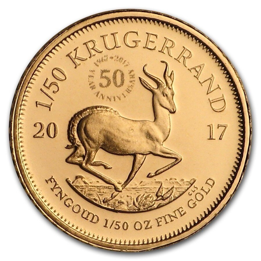 2017 South Africa 50th Anniversary Privy Mark Krugerrand Gold Proof 1/50oz Coin