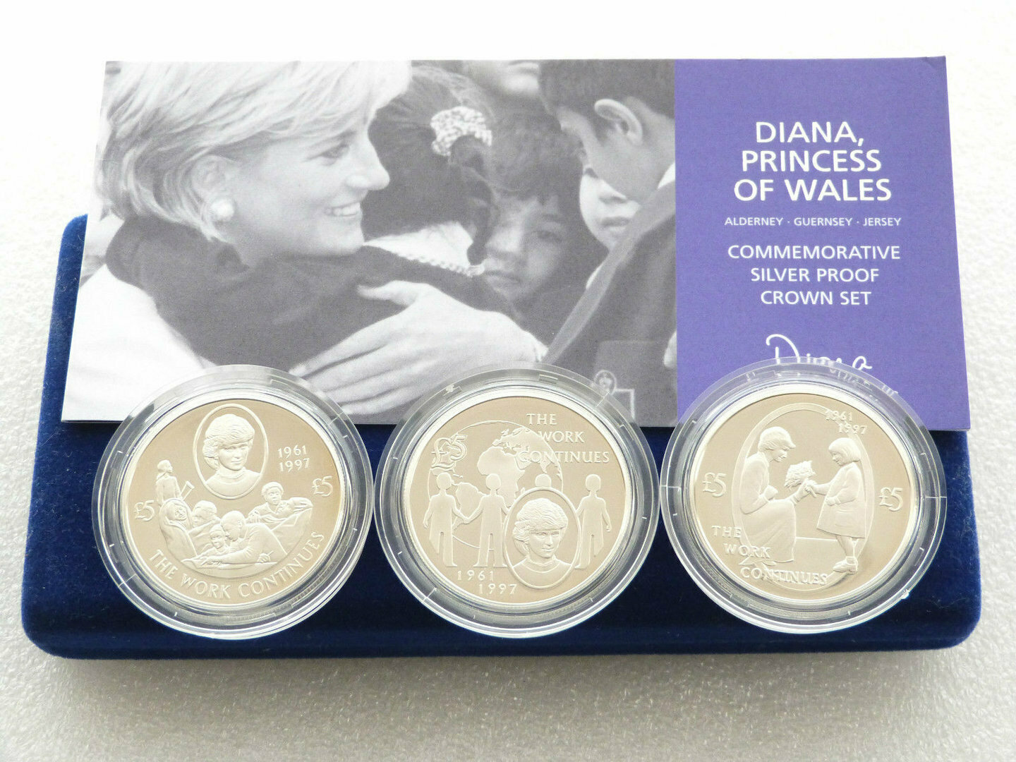 2002 Lady Diana £5 Silver Proof 3 Coin Set Box Coa
