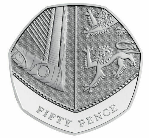 2010 Royal Shield of Arms 50p Silver Proof Coin