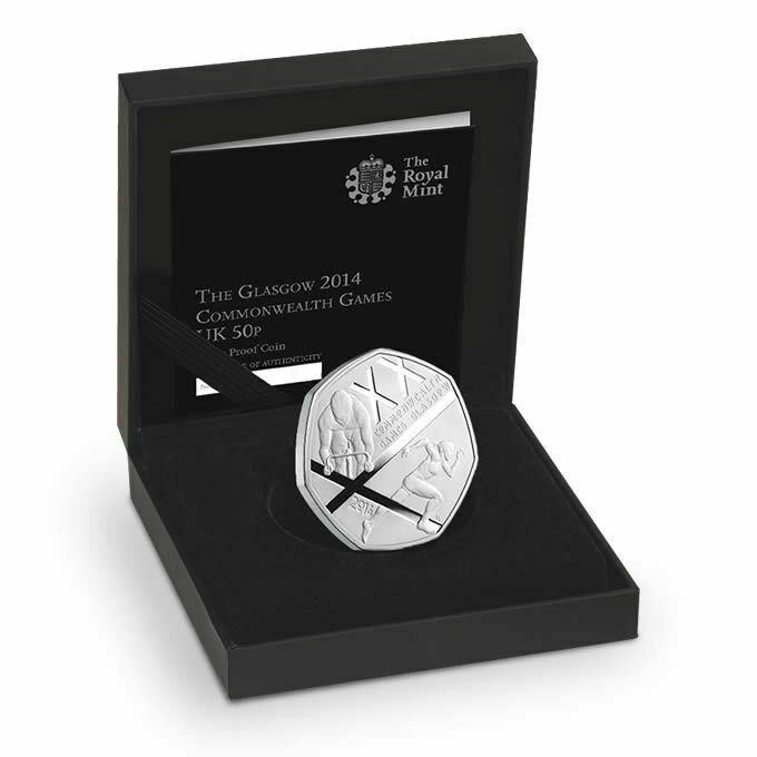 2014 Commonwealth Games Glasgow 50p Silver Proof Coin Box Coa