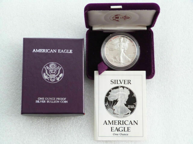 1990-S American Eagle $1 Silver Proof 1oz Coin Box Coa