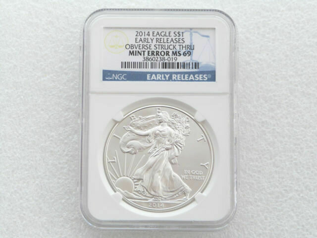 2014 American Eagle $1 Silver 1oz Coin NGC MS69 Blue Label Mint Error