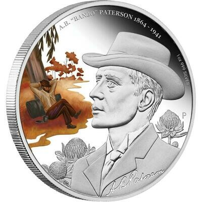 2014 Australia Banjo Paterson $1 Silver Proof 1oz Coin Box Coa
