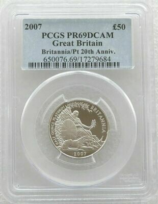 2007 Britannia £50 Platinum Proof 1/2oz Coin PCGS PR69 DCAM