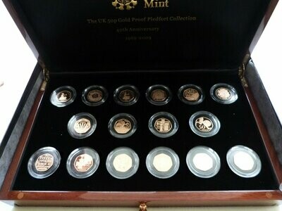 2009 Celebrating 40 Years Piedfort 50p Gold Proof 16 Coin Set Box Coa